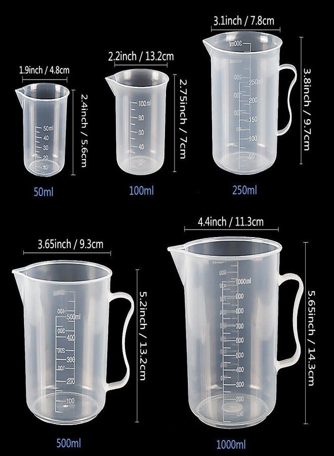 SPYLX Plastic Graduated Cylinders & Plastic Beakers 5pcs Plastic Graduated Cylinders 10ml 25ml 50ml 100ml 250ml & 5pcs Plastic Beakers 50ml 100ml 250ml 500ml1000ml Clear 10pcs - Image 2